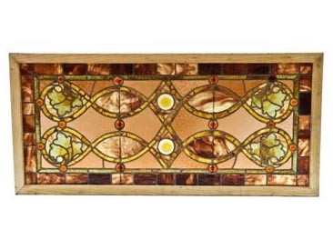 late 19th century leaded art glass window attributed to louis h. sullivan for the auditorium building